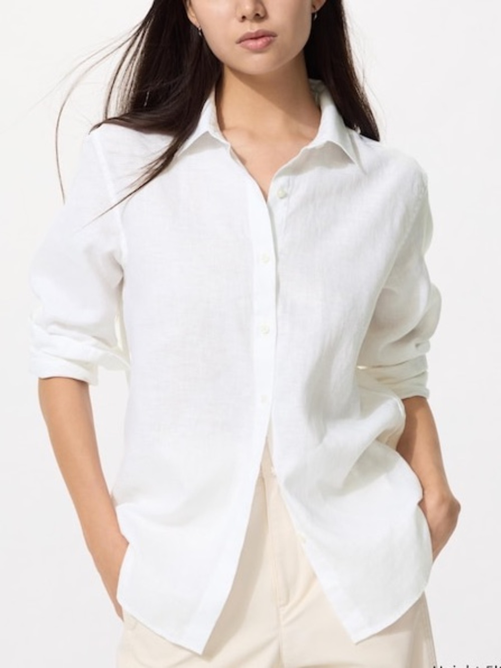 Uniqlo Premium Linen Button Up Shirt Size Small Long Sleeve Lightweight Summer